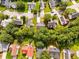 An aerial view of neighborhood with many two-story homes and lush trees at 2921 Ward Lake Way, Ellenwood, GA 30294