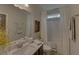 Clean bathroom with a shower/tub combo and a vanity at 1721 Cobblefield Cir, Dacula, GA 30019