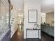 Bright entryway with dark hardwood floors and a large glass front door at 1900 Harper Nw Rd, Atlanta, GA 30318