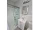 Clean bathroom, featuring a white vanity and glass shower at 2652 Winthrop Rd, Atlanta, GA 30337