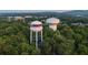 Aerial view of Cumming, GA, featuring two water towers at 554 Sawnee Village Blvd # D75, Cumming, GA 30040