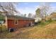 Backyard of brick house with picnic table, grassy area, and trees at 2649 Toni Sw Pl, Marietta, GA 30060