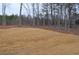 New sod backyard with wooded backdrop at 325 Mont Harmony Sw Rd, Powder Springs, GA 30127