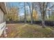 Fenced backyard with mature trees and scattered leaves at 4027 Crossings Way, Stone Mountain, GA 30083