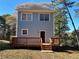 Two-story blue house with a large wooden deck in a backyard surrounded by trees at 941 Capitol View Ave, Atlanta, GA 30318