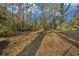 Large backyard with mature trees and leaves at 4128 Lindsey Dr, Decatur, GA 30035