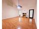 Gathering room with hardwood floors, fireplace, and ceiling fan at 1409 Oakridge Cir, Decatur, GA 30033