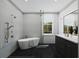 Modern bathroom with soaking tub, double vanity, and walk-in shower at 531 S Main St # 210, Alpharetta, GA 30009