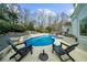 Inviting backyard oasis featuring a sparkling pool, hot tub, and ample seating at 4145 Morningside Dr, Cumming, GA 30041