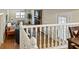 View of living room and fireplace from upstairs; hardwood floors throughout at 5509 Rodney Ln, Stone Mountain, GA 30087