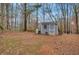 Backyard view with storage shed and wooded area at 4545 Canterbury Dr, Cumming, GA 30040