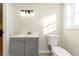 View of a bathroom with gray vanity, toilet and natural light at 2480 Miriam Ln, Decatur, GA 30032