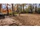 Spacious, fenced backyard with patio area, surrounded by trees at 578 Doyal Mills Ct, Stone Mountain, GA 30083