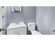 Simple bathroom with white vanity, toilet, and light periwinkle walls at 3293 Valleydale Drive Sw Dr, Atlanta, GA 30311