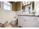 Elegant bathroom with white vanity, granite countertop, and decorative wainscoting at 3229 Carmichael Pl, Duluth, GA 30097