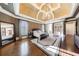 Main bedroom with elegant furnishings, wood floors, and a unique ceiling design at 3229 Carmichael Pl, Duluth, GA 30097