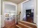 Stairway with hardwood floors and view to the upstairs hallway at 3229 Carmichael Pl, Duluth, GA 30097