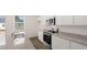 Modern kitchen with white cabinets, granite countertops, and stainless steel appliances at 979 Cades Walk, Lawrenceville, GA 30045