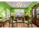Bright office with bold green walls, decorative chandelier, and a desk with two matching chairs at 2111 Cooper Lake Se Rd, Smyrna, GA 30080