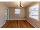 Bright dining room with hardwood floors and chandelier at 3457 Springlake Dr, Decatur, GA 30032