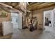 Basement area with laundry appliances, HVAC system, and storage at 4378 Ridge Ct, Loganville, GA 30052