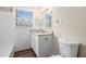 Clean bathroom with granite countertop and white vanity at 2625 Crestdale Se Cir, Atlanta, GA 30316