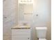 Modern bathroom with granite countertop and shower at 4731 Kings Hwy, Douglasville, GA 30135