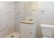 Updated bathroom with granite vanity and tiled shower at 4731 Kings Hwy, Douglasville, GA 30135