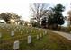 Rolling hillside cemetery with numerous white headstones at 351 Washington Ne Ave # 208, Marietta, GA 30060