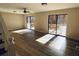 Living room with sliding glass doors to deck at 6076 Belle Meade Dr, Villa Rica, GA 30180