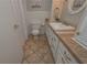Updated bathroom with a large vanity and tile flooring at 2192 Weslan Dr, Austell, GA 30106