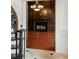 Dark wood paneled library with fireplace and hardwood floors at 6206 Zell Miller Nw Path, Acworth, GA 30101