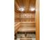 Relaxing wooden sauna with built-in benches at 6206 Zell Miller Nw Path, Acworth, GA 30101