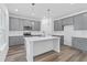 Modern kitchen with gray cabinets, white countertops, and island at 3328 Pepperpike Ct, Loganville, GA 30052