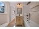 Modern bathroom with a soaking tub and marble shower at 1658 Brockett Rd, Tucker, GA 30084