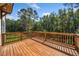 Large deck with wooded views and a wooden railing at 2587 Kingsley Ne Dr, Marietta, GA 30062