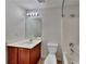 Clean bathroom, featuring a tub shower combo and wood vanity at 4146 Shoals Pt, Union City, GA 30291