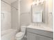 Bathroom with single vanity and marble shower at 3684 Allegretto Cir, Atlanta, GA 30339