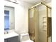 Basement bathroom with a shower and updated vanity at 3945 Peninsula Ct, Lawrenceville, GA 30044