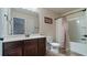 Bathroom with shower/tub combo and vanity at 1344 Mandarin Ln, Stockbridge, GA 30281