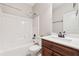 Clean bathroom with tub/shower combo and vanity at 60 Stonecrest Dr, Dallas, GA 30157