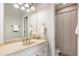 Bathroom with a single sink vanity and a shower/tub combo at 230 Edwards Brook Ct, Canton, GA 30115