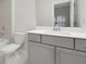 Modern bathroom featuring gray vanity and tiled shower at 2065 Morrison Ave, Brookhaven, GA 30319