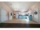 Kitchen with teal cabinets and white countertops at 432 Southern Trace Xing, Rockmart, GA 30153