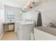 Laundry room with washer, dryer, shelving, and utility sink at 3077 Eastbrook Sw Ter, Atlanta, GA 30331