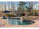 Luxury pool with a waterfall and spacious patio at 697 Hillwood Ct, Dacula, GA 30019