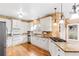 Kitchen with granite countertops, white cabinets and hardwood floors at 3680 Edenbourgh Pl, Marietta, GA 30066