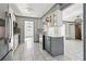 Updated kitchen with gray cabinets and a quartz countertop at 140 Creek Cir, Stockbridge, GA 30281