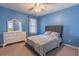 Cozy bedroom with a full-size bed and blue walls at 3112 Spicy Cedar Ln, Lithonia, GA 30038