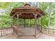 Wooden gazebo overlooking a tranquil lake setting at 2911 Bentwood Dr, Marietta, GA 30062